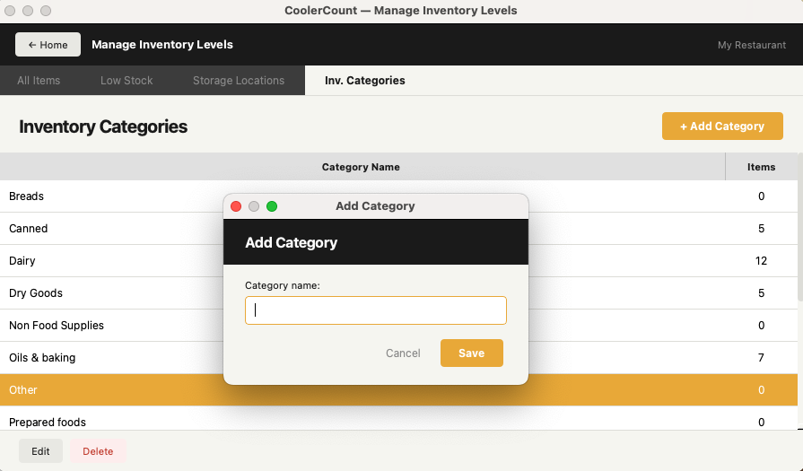 Inventory Categories