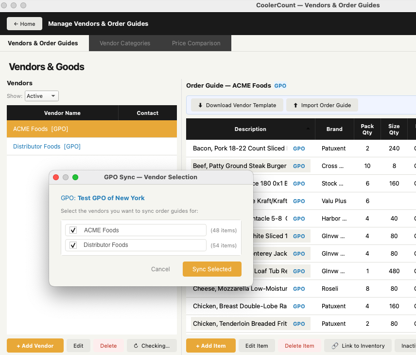 GPO Order Guide Sync